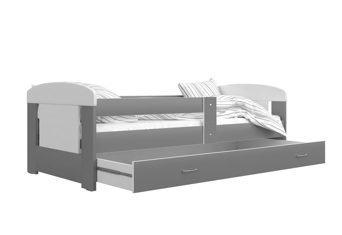 Expedo Dětská postel JAKUB P1 COLOR, 80x180, včetně ÚP, bílý/šedý