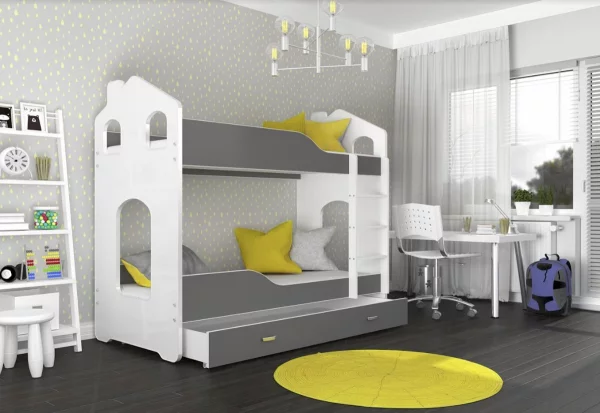 Dětská patrová postel PATRIK 2 Domek + úložný prostor + matrace + rošt ZDARMA