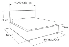 Čalouněná postel BERAM s matrací, 200x200