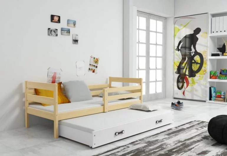 Dětská postel RAFAL P2 + matrace + rošt ZDARMA, 80x190 cm, borovice, bílá