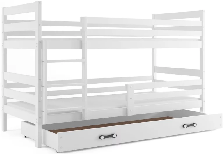 Patrová postel RAFAL 2 + úložný prostor + matrace + rošt ZDARMA, 90x200 cm, bílý, bílá