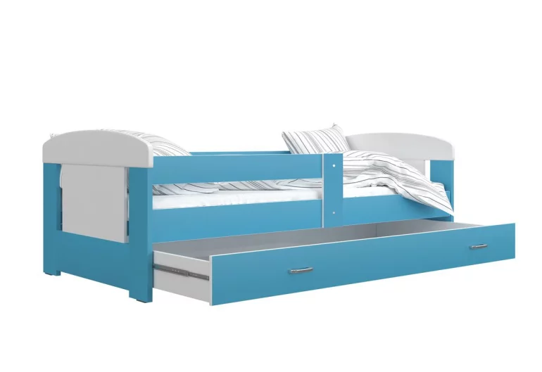 Dětská postel JAKUB P1 COLOR, 80x180, včetně ÚP, bílý/modrý