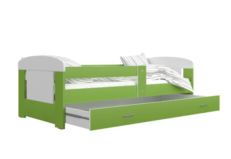 VÝPRODEJ Dětská postel JAKUB P1 COLOR, 80x180, včetně ÚP, bílý/zelený