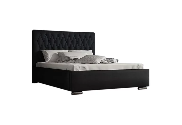 Čalouněná postel REBECA + rošt + matrace, Siena01 s knoflíkem/Dolaro08, 140x200