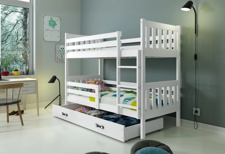 Dětská patrová postel RINOCO 2 + úložný prostor + matrace + rošt ZDARMA