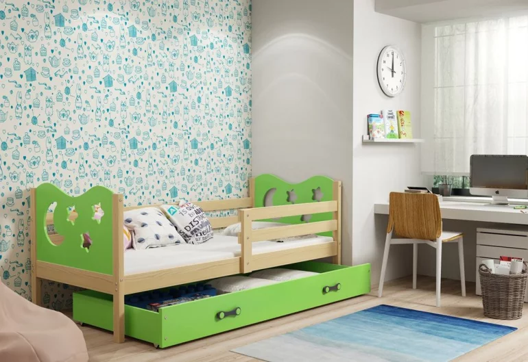 Dětská postel KAMIL P1 COLOR + úložný prostor + matrace + rošt ZDARMA