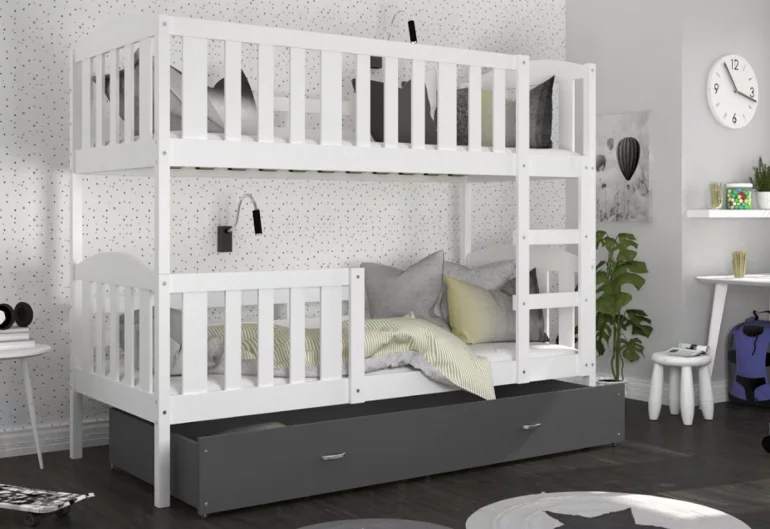 Dětská patrová postel KUBA 2 COLOR + úložný prostor + matrace + rošt