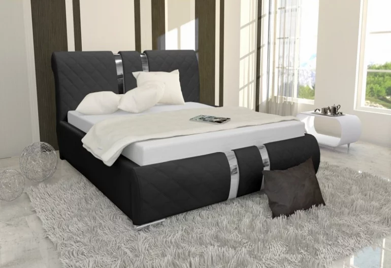 Čalouněná postel PITO a matrací, 200x200