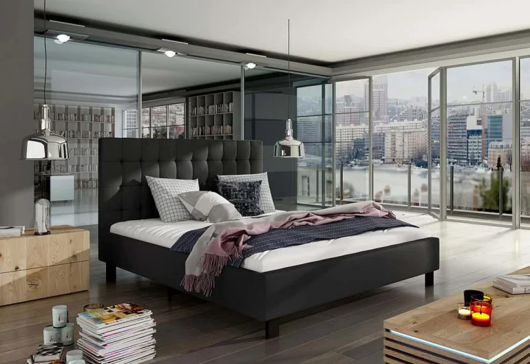 Čalouněná postel AURORA včetně roštu a matrace 140x200 cm