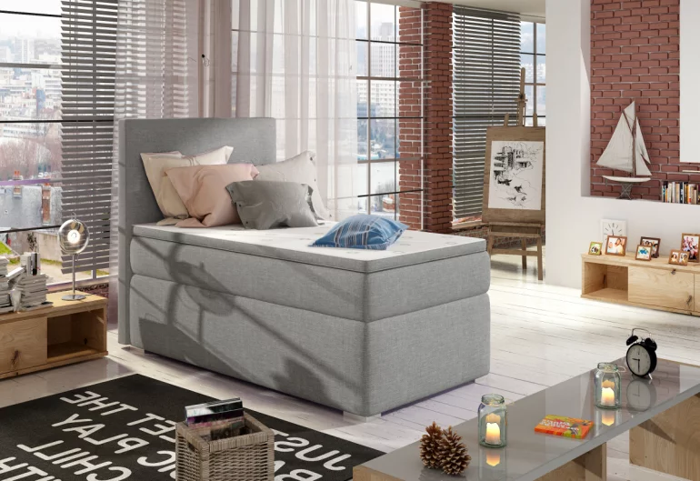 Čalouněná postel boxspring CORELA + úložný prostor + topper