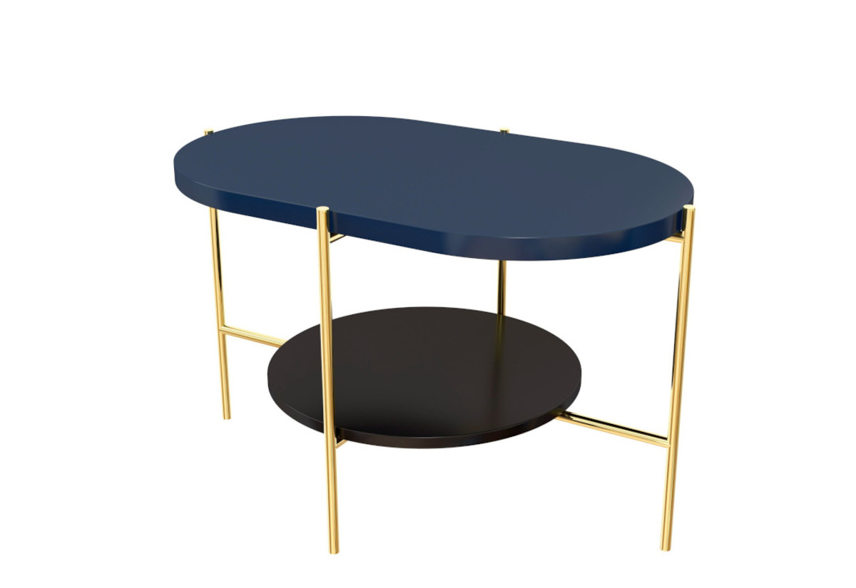 Levně Expedo Konferenční stolek RING, 80x50x50, modrá/zlatá