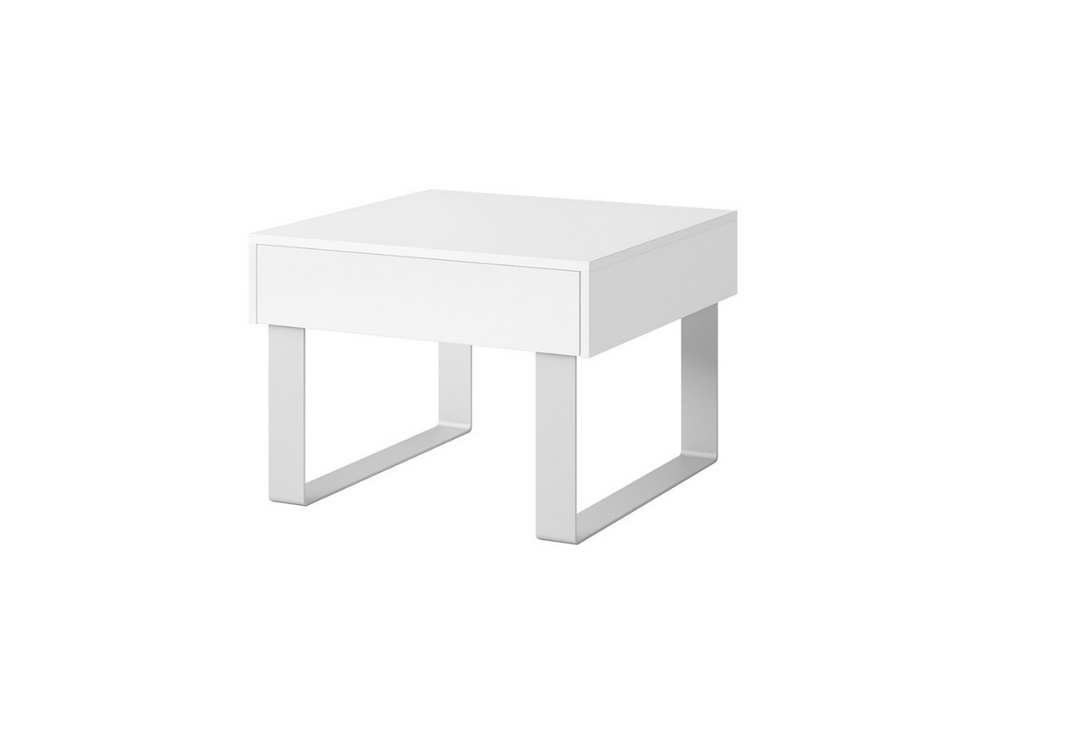 Levně Expedo Konferenční stolek malý BRINICA, 63,5x45x63,5, bílá/bílý lesk
