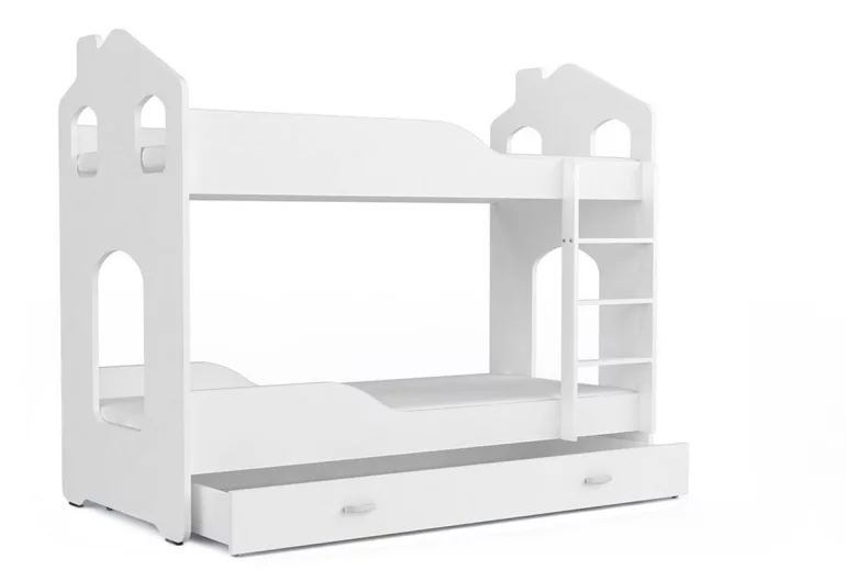 Dětská patrová postel PATRIK 2 Domek + úložný prostor + matrace + rošt ZDARMA
