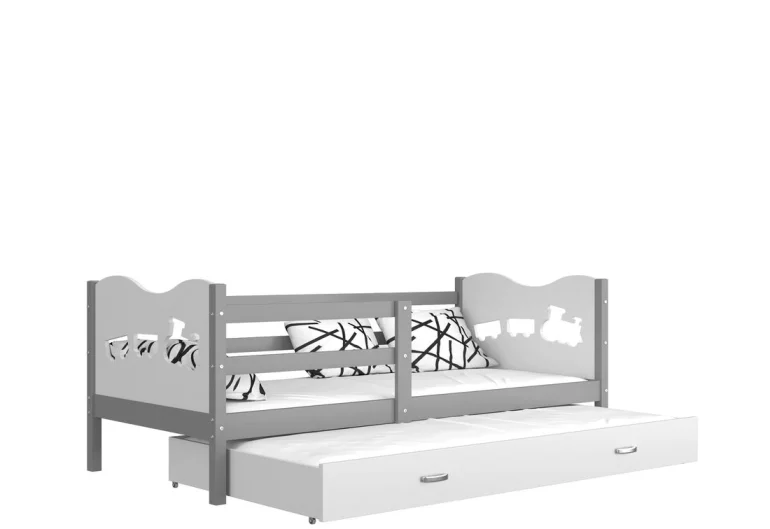 Dětská postel FOX P2 color + matrace + rošt ZDARMA, 184x80, šedá/srdce/bílá