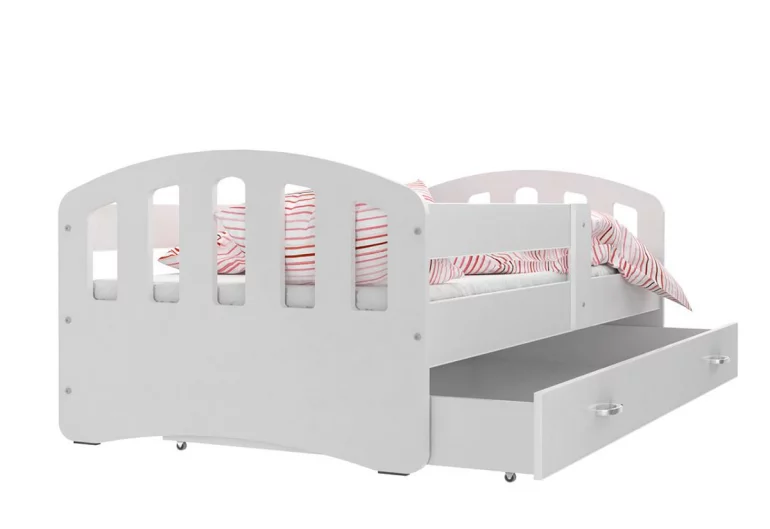Dětská postel ŠTÍSTKO P1 COLOR + matrace + rošt ZDARMA, 140x80, bílá/bílá