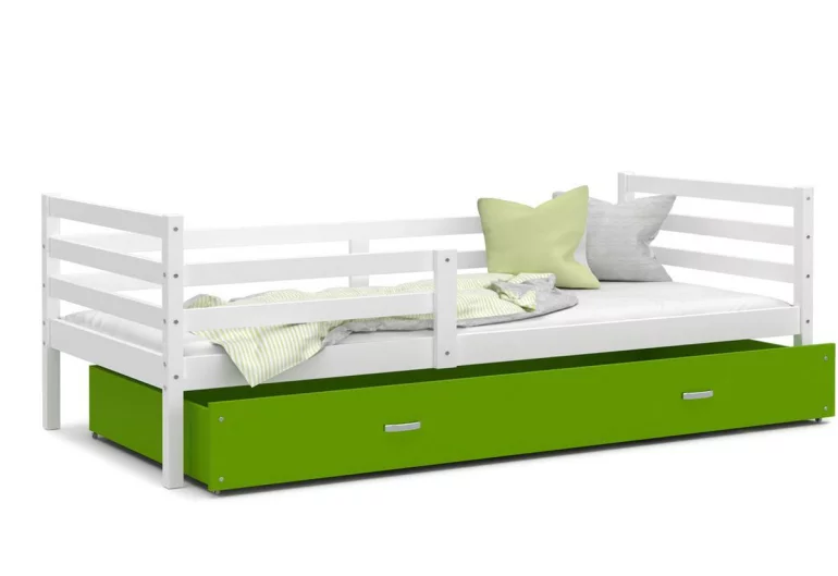 Dětská postel RACEK P1 COLOR s vysokou zábranou + úložný prostor + matrace + rošt ZDARMA
