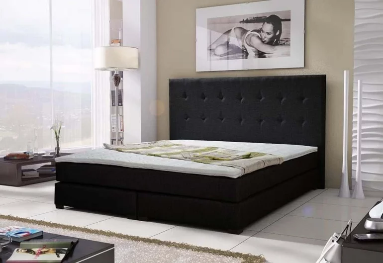 Čalouněná postel LOUIS + matrace + rošt, 140x200 cm, sawana 14