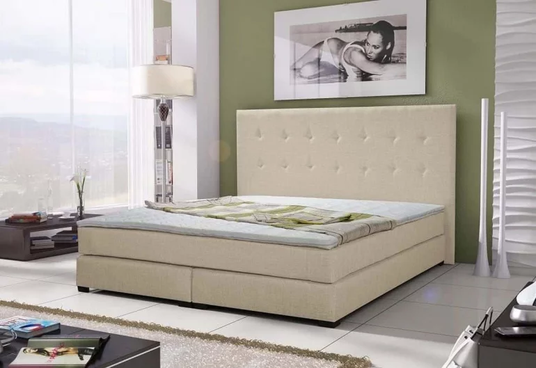 Čalouněná postel LOUIS + matrace + rošt, 180x200 cm, sawana 01