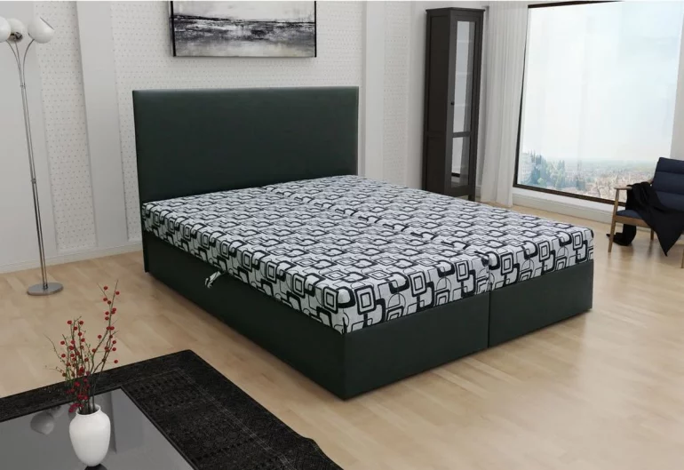 Manželská postel THOMAS včetně matrace, 160x200, Dolaro 8 černý/Siena šedý