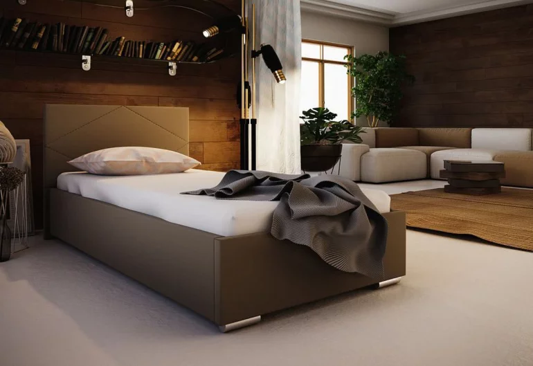 Jednolůžková čalouněná postel NASTY 5 + rošt + matrace, 90x200
