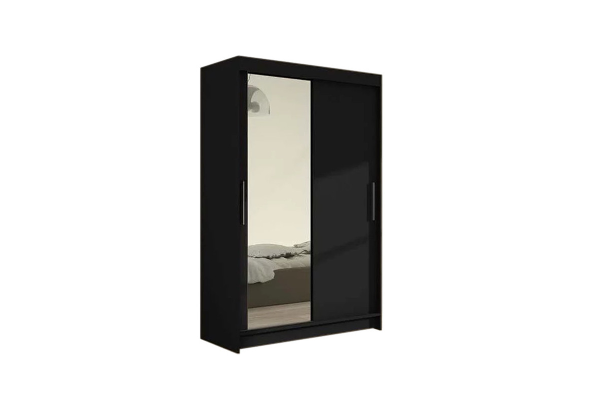 Levně Expedo Posuvná šatní skříň FLORIA VI se zrcadlem, 120x200x58, černá mat