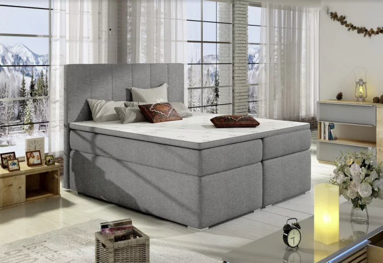 Čalouněná postel boxspring ELBA + úložný prostor + topper