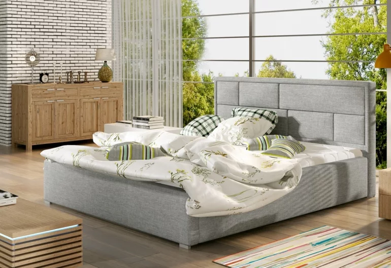 Čalouněná manželská postel SAMBA + úložný prostor + rošt