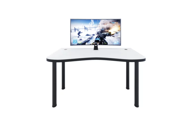 Počítačový herní stůl CODE Y1, 135x73-76x65, bílá/černé nohy
