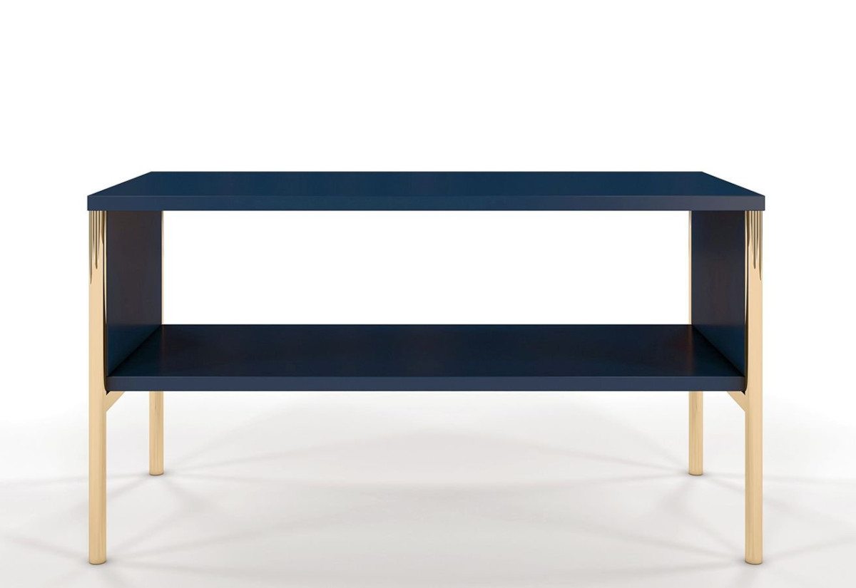 Levně Expedo Konferenční stolek STEP, 80x44x37, modrá/zlatá