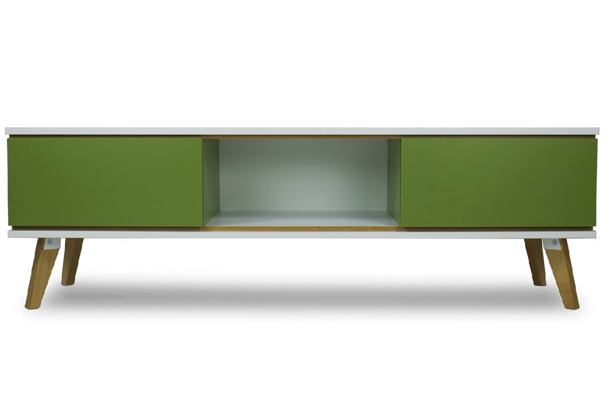 Levně Expedo TV stolek MORGEN, 160x50x45, zelená/bílá