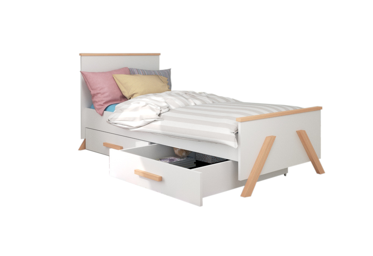 Levně Expedo Dětská postel KAROLI + matrace, 80x180, bílá/buk