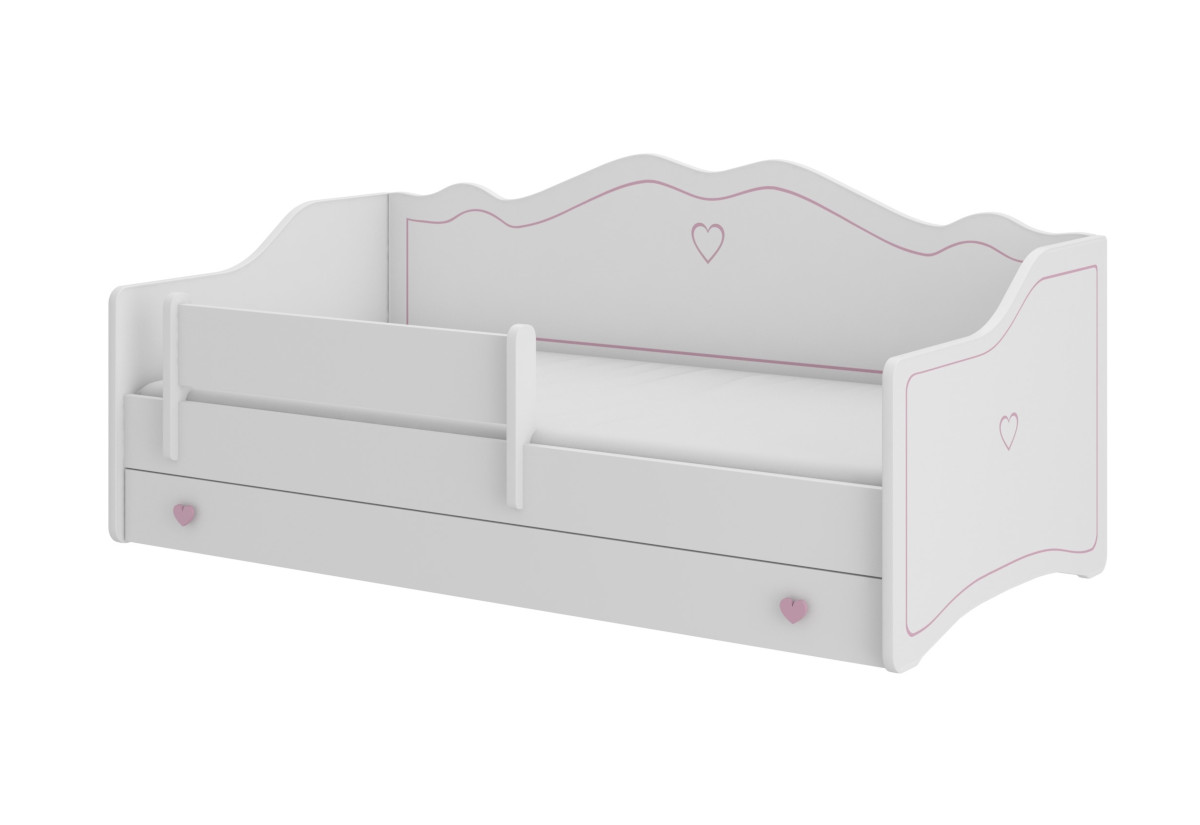 Levně Expedo Dětská postel MEKA B + matrace, 80x160, bílá/růžová