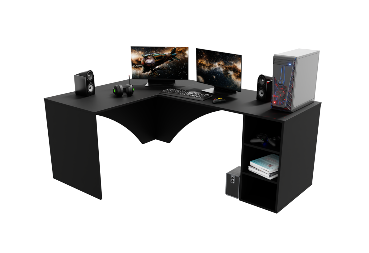 Levně Expedo Počítačový rohový stůl CARAMBOL, 185x74x135, černá, levá